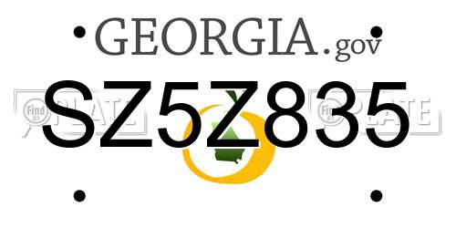 SZ5Z835 Georgia License Plate