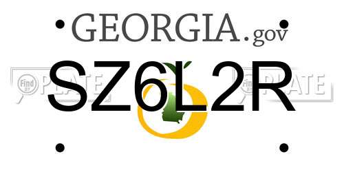 SZ6L2R Georgia License Plate