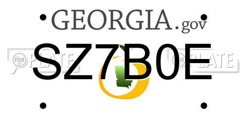 SZ7B0E Georgia License Plate