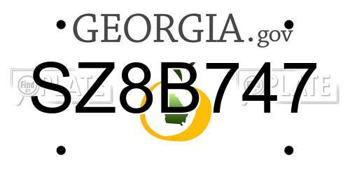 SZ8B747 Georgia License Plate