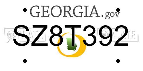 SZ8T392 Georgia License Plate