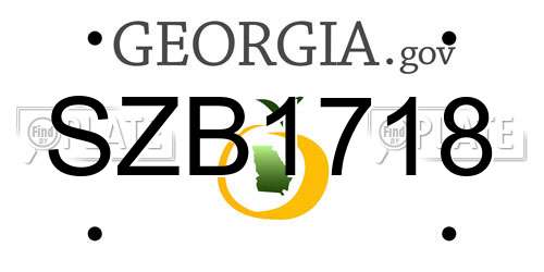 SZB1718 Georgia License Plate