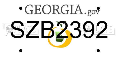 SZB2392 Georgia License Plate