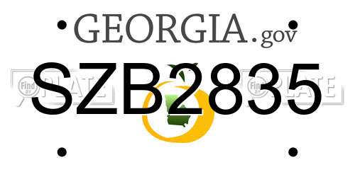 SZB2835 Georgia License Plate