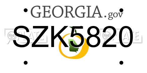 SZK5820 Georgia License Plate