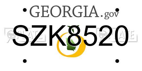 SZK8520 Georgia License Plate