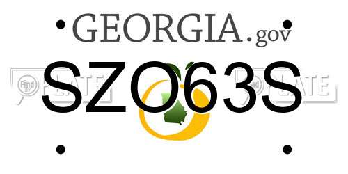 SZO63S Georgia License Plate