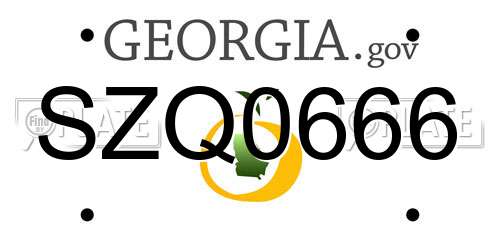 SZQ0666 Georgia License Plate