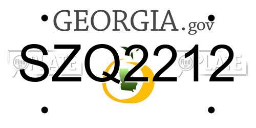 SZQ2212 Georgia License Plate