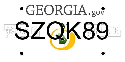 SZQK89 Georgia License Plate