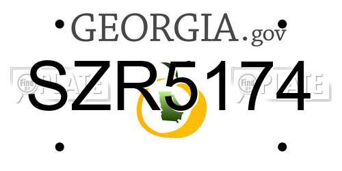 SZR5174 Georgia License Plate
