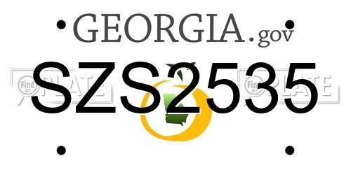 SZS2535 Georgia License Plate