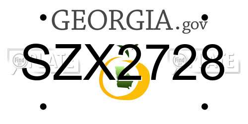 SZX2728 Georgia License Plate