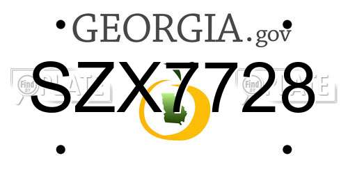 SZX7728 Georgia License Plate