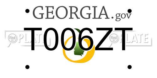T006ZT Georgia License Plate