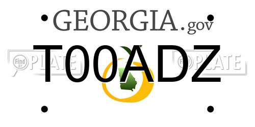T00ADZ Georgia License Plate