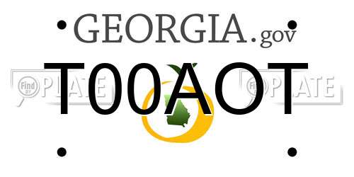 T00AOT Georgia License Plate