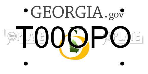 T00OPO Georgia License Plate