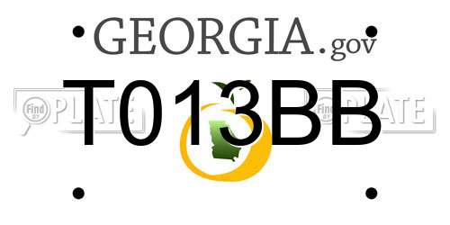 T013BB Georgia License Plate