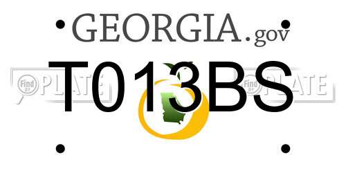 T013BS Georgia License Plate