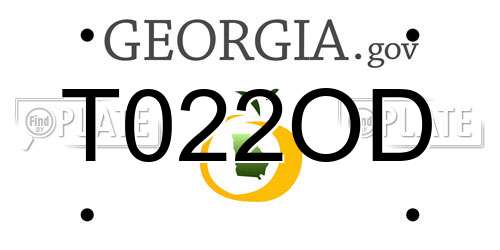 T022OD Georgia License Plate