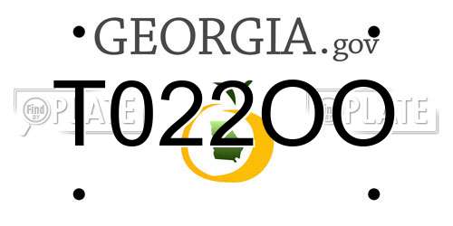 T022OO Georgia License Plate