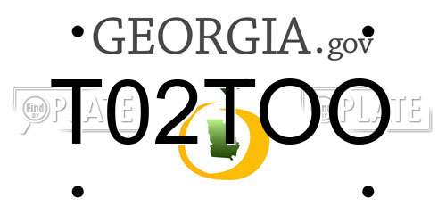 T02TOO Georgia License Plate