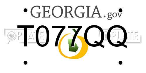 T077QQ Georgia License Plate