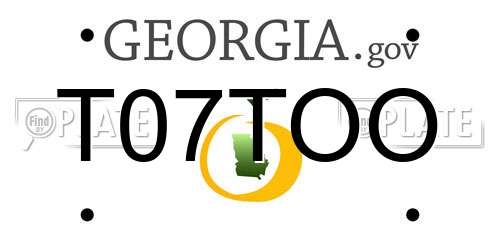 T07TOO Georgia License Plate