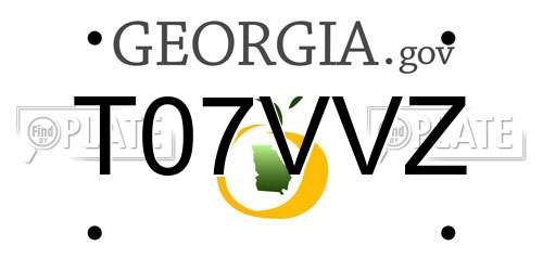 T07VVZ Georgia License Plate