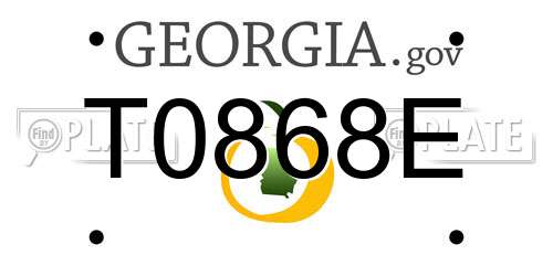 T0868E Georgia License Plate