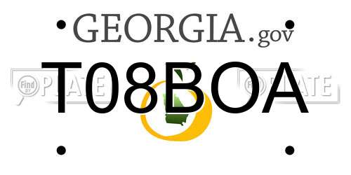T08BOA Georgia License Plate
