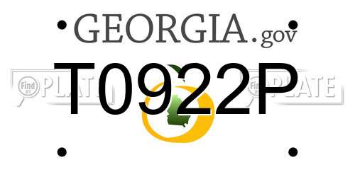 T0922P Georgia License Plate