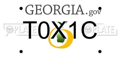 T0X1C Georgia License Plate