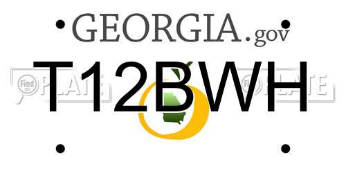T12BWH Georgia License Plate