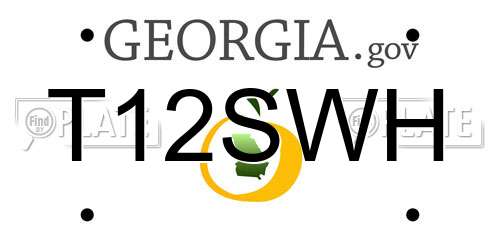 T12SWH Georgia License Plate