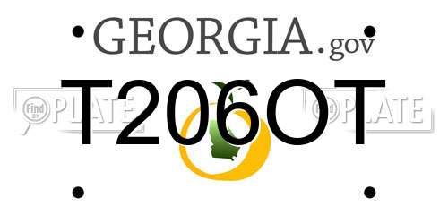 T206OT Georgia License Plate