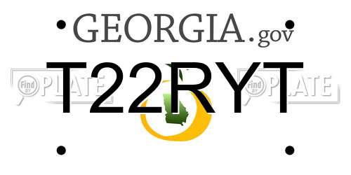 T22RYT Georgia License Plate