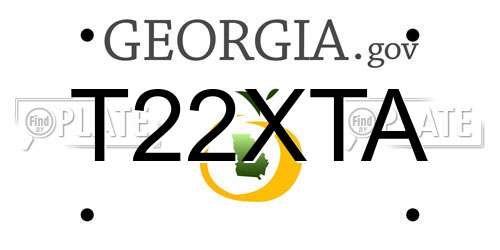 T22XTA Georgia License Plate