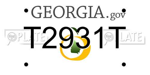 T2931T Georgia License Plate
