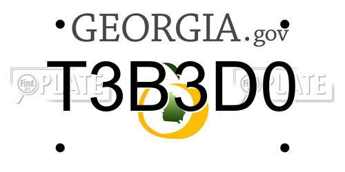 T3B3D0 Georgia License Plate