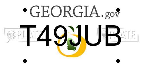 T49JUB Georgia License Plate