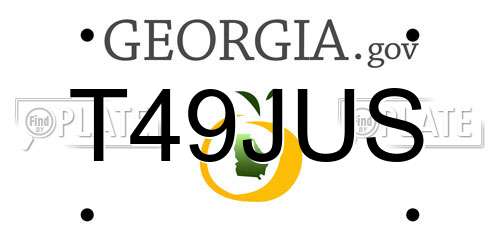 T49JUS Georgia License Plate