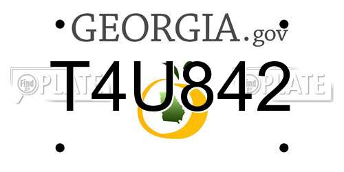 T4U842 Georgia License Plate
