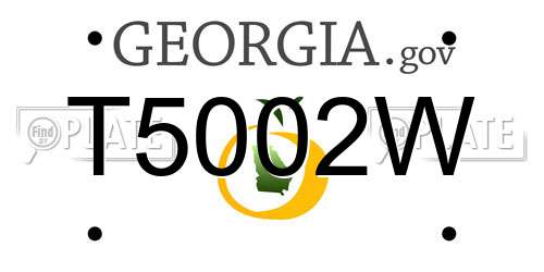 T5002W Georgia License Plate
