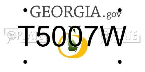 T5007W Georgia License Plate