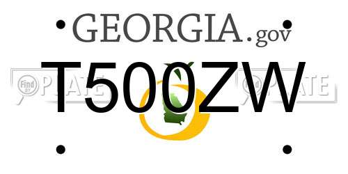 T500ZW Georgia License Plate