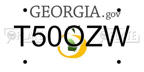 T50OZW Georgia License Plate