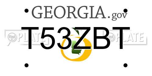 T53ZBT Georgia License Plate