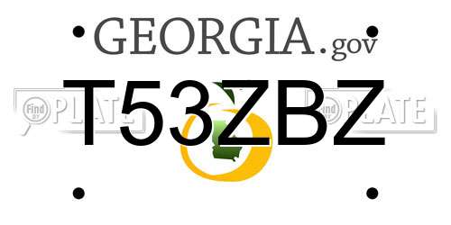 T53ZBZ Georgia License Plate